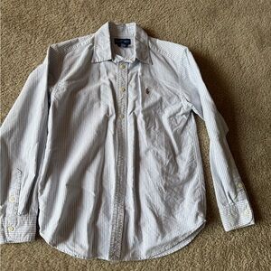 Ralph Lauren White and Light Blue Pinstripe Button-Down Shirt